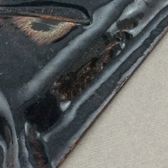 Vintage Enamel on Copper Red Abstract Swirl Ashtray Artisan Handmade - Picture 11 of 14